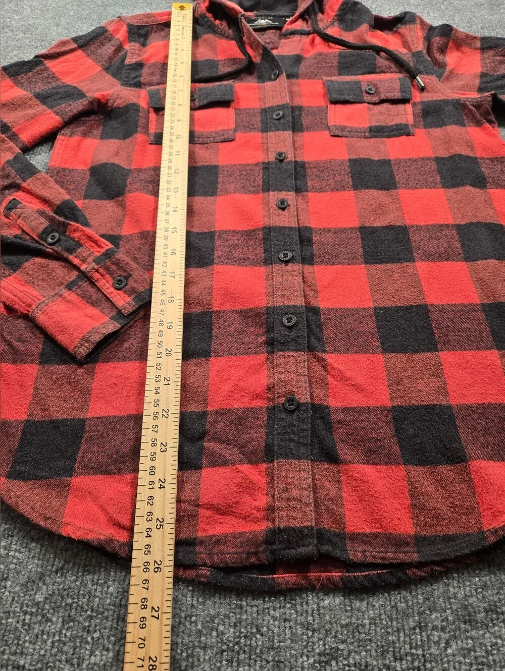 Harley-Davidson Genuine MotorClothes Red Black Buffalo Plaid Hooded Flannel Sz S